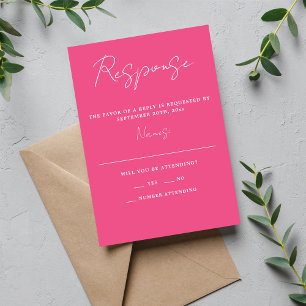 True Simplicity 3 Script Minimal Carnation Wedding RSVP Card