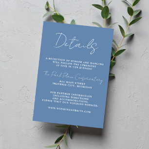 True Simplicity 3 Script Minimal Denim Wedding Enclosure Card