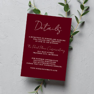 True Simplicity 3 Script Minimal Rosewood Wedding Enclosure Card