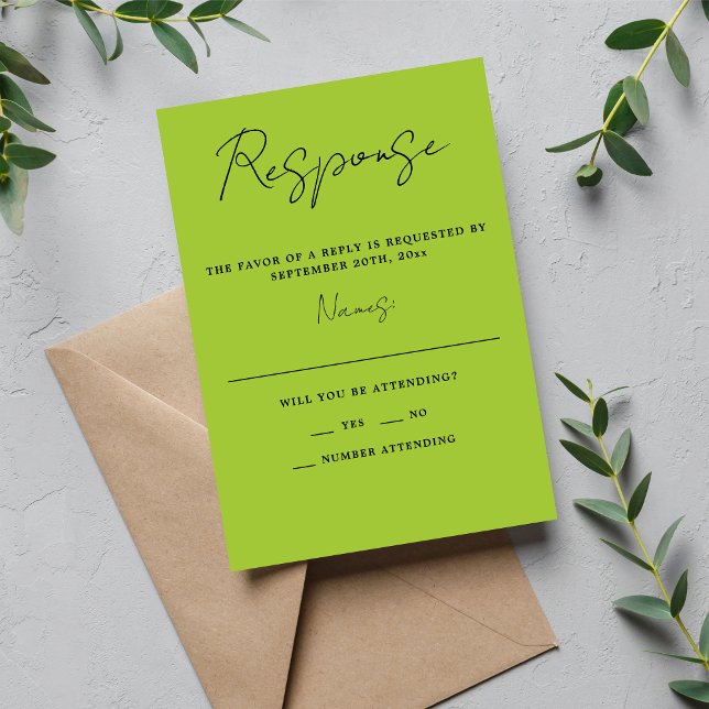 True Simplicity 3 Script Minimal Spring Wedding RSVP Card (Creator Uploaded)