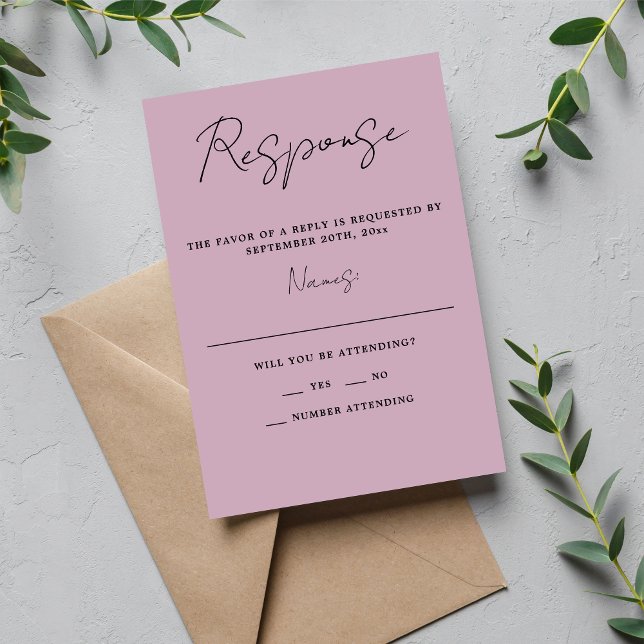 True Simplicity 3 Script Minimal Wisteria Wedding RSVP Card (Creator Uploaded)