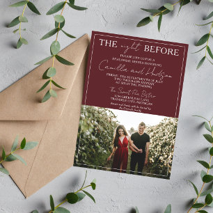 True Simplicity 4 Burgundy Rehearsal Dinner Invitation