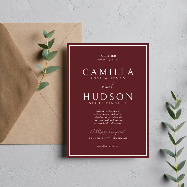 True Simplicity 4 | Dark Burgundy | Wedding Invitation (Creator Uploaded)