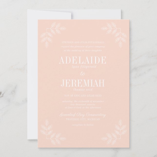 True Simplicity 6 Blush Floral Wedding Invitation (Front)