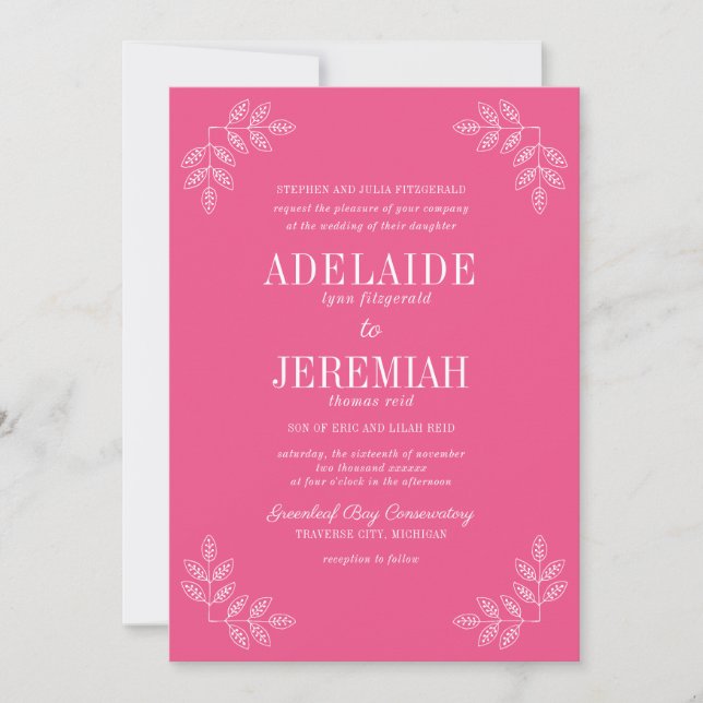 True Simplicity 6 Carnation Floral Wedding Invitation (Front)