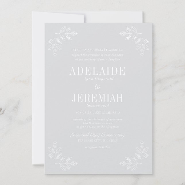 True Simplicity 6 Floral Cool Mist Wedding Invitation (Front)