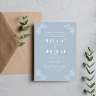 True Simplicity 6 Ice Blue Floral Wedding Invitation