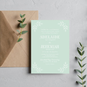 True Simplicity 6 Mint Floral Wedding Invitation