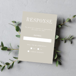 True Simplicity 6 Oyster Minimalist Wedding RSVP Card