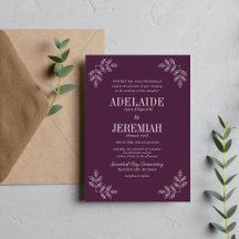 True Simplicity 6 Plum Floral Wedding Invitation