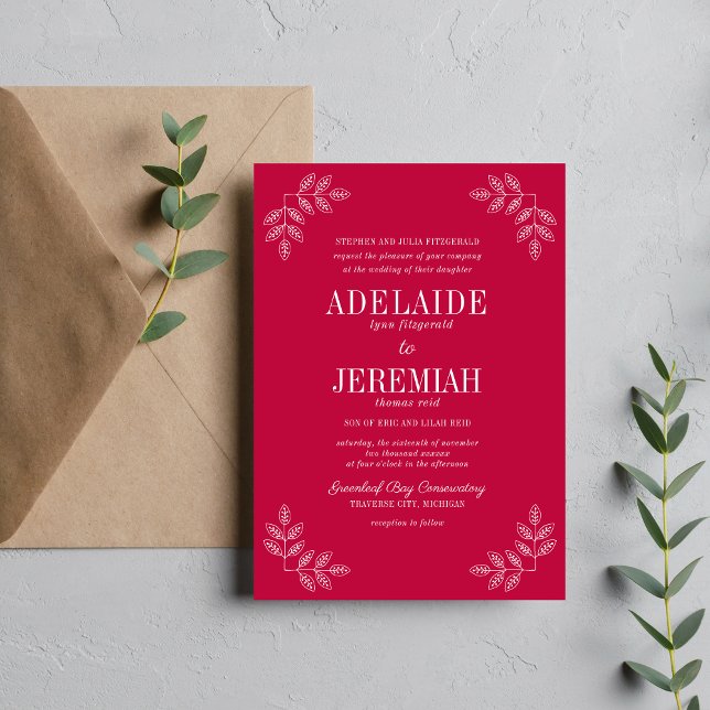 True Simplicity 6 Raspberry Floral Wedding Invitation (Creator Uploaded)