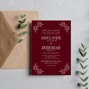 True Simplicity 6 Rosewood Floral Wedding Invitation
