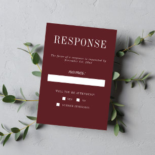 True Simplicity 6 Rosewood Minimalist Wedding RSVP Card