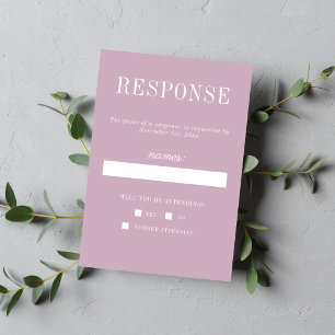 True Simplicity 6 Wisteria Minimalist Wedding RSVP Card