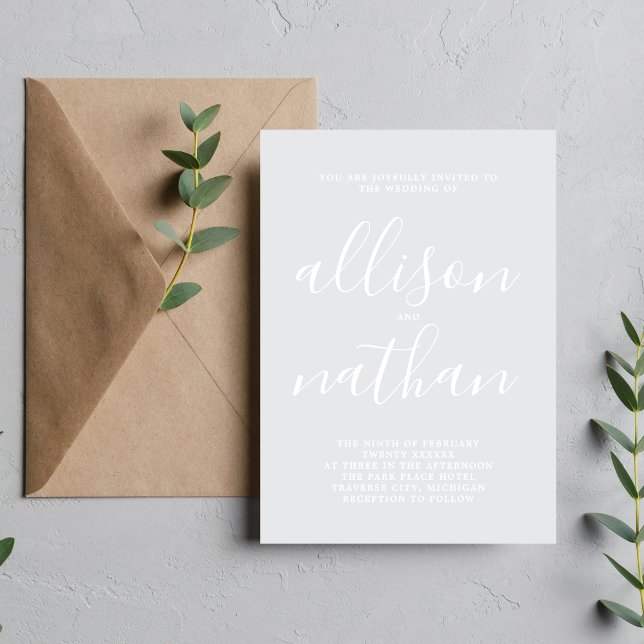 True Simplicity Pale Grey Minimalist Wedding Invitation (Creator Uploaded)