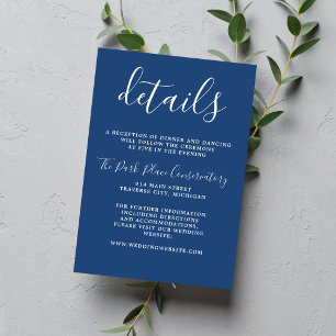 True Simplicity True Blue Chic Minimalist Wedding Enclosure Card