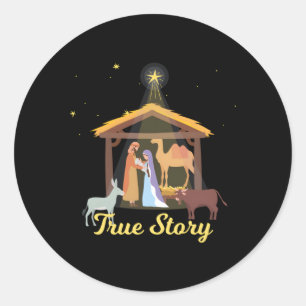 True Story Advent Nativity Scene North Star Classic Round Sticker