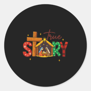 True Story Christian Christmas Family Pajamas Pjs  Classic Round Sticker