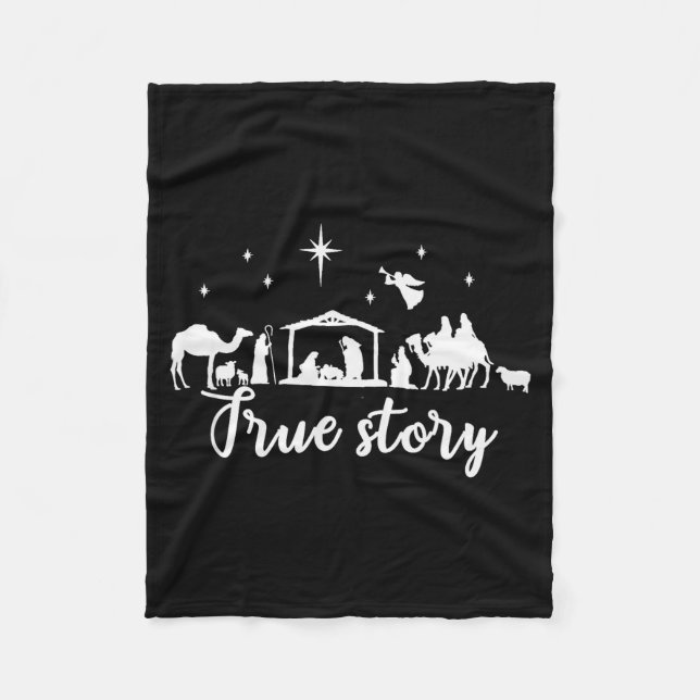 True Story Christmas Gift Religious Nativity Scene Fleece Blanket (Front)