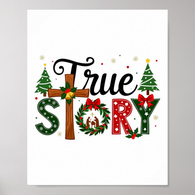 True Story Christmas Nativity Scene Jesus Christia Poster (Front)