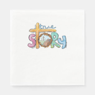 True Story Cross Jesus Easter Day Christians He is Napkin