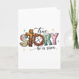 True Story He Is Risen Christian Easter Cross Crow Card