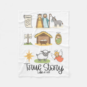 True Story Jesus Nativity Christian Christmas  Fleece Blanket