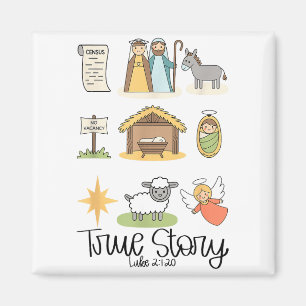 True Story Jesus Nativity Christian Christmas  Magnet