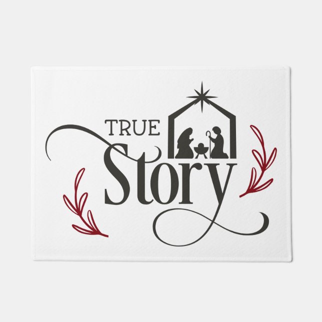 True Story Nativity Christmas Doormat (Front)