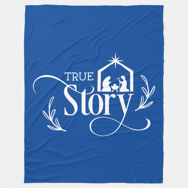 True Story Nativity Christmas Fleece Blanket (Front)