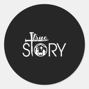 True Story Of Jesus Birth Christmas Nativity Chris Classic Round Sticker