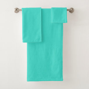 True Turquoise Blue Green Southwestern Solid Colou Bath Towel Set