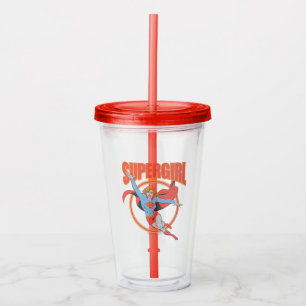 True Vintage Supergirl Flying Graphic Acrylic Tumbler