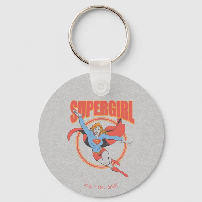 True Vintage Supergirl Flying Graphic Keychain (Front)
