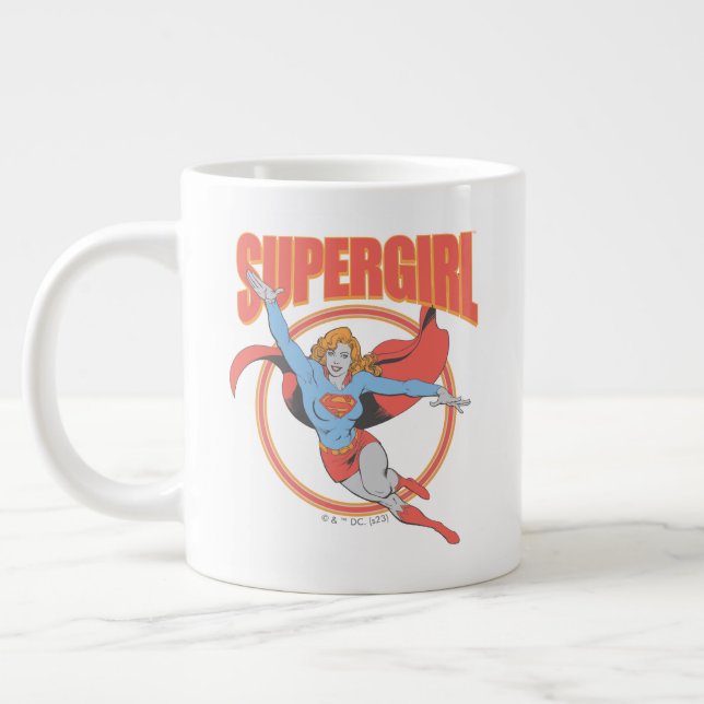 True Vintage Supergirl Flying Graphic Large Coffee Mug (Left)