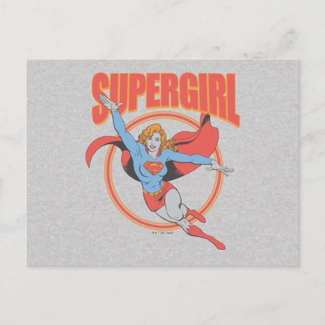 True Vintage Supergirl Flying Graphic Postcard (Front)