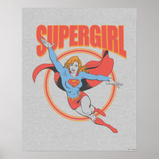 True Vintage Supergirl Flying Graphic Poster