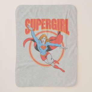 True Vintage Supergirl Flying Graphic Sherpa Blanket