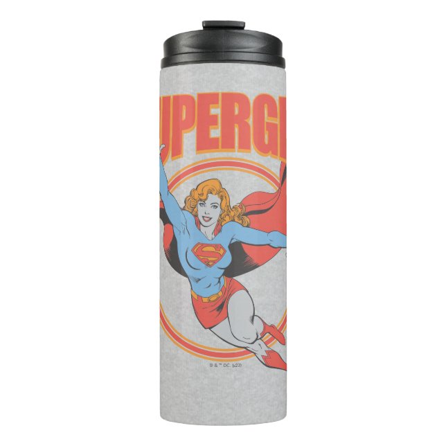 True Vintage Supergirl Flying Graphic Thermal Tumbler (Front)