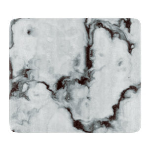 True White Marble texture black diy customize Cutting Board