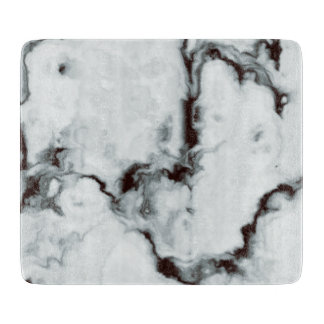 True White Marble texture black diy customize Cutting Board