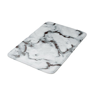 True White Marble texture black diy personalize Bath Mat