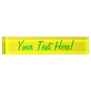 True Yellow Fluo Colour Delight Ready to Customize Nameplate