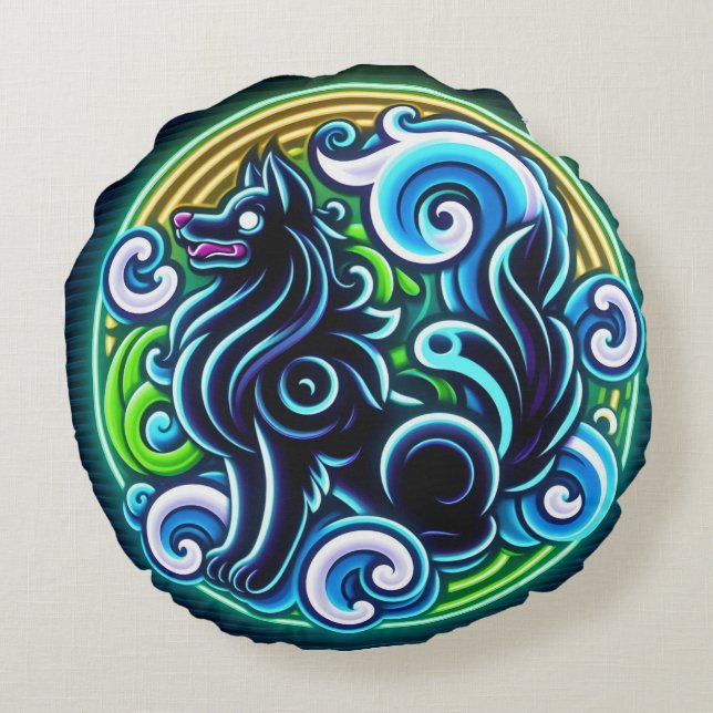 Truffle DOG loves the waves cushion (Back)