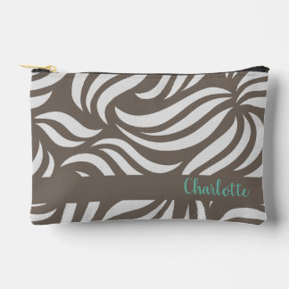 Truffle Minimal Modern Foliage Personalized Name Accessory Pouch