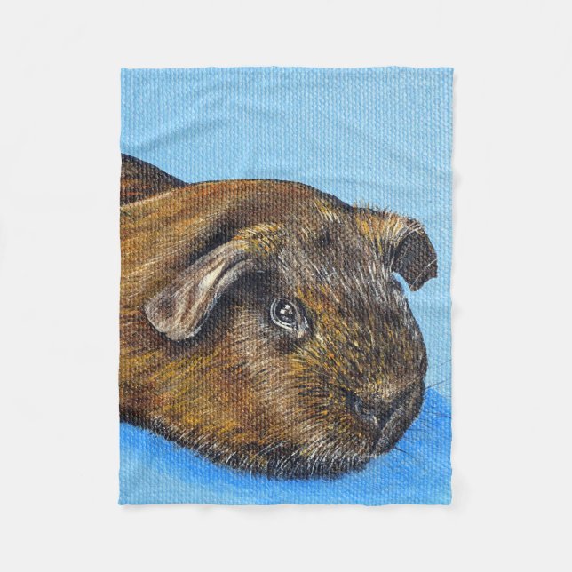 Truffle the Guinea Pig Painting Fleece Blanket (Front)