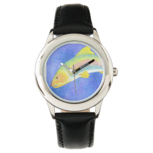 Truite arc-en-ciel, montre de pêche à la mouche