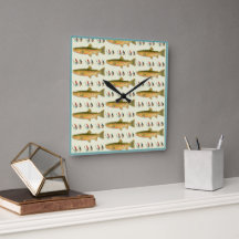 Truite tachetée Mouches de pêche Horloge murale