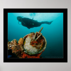 Truk Lagoon - Fujikawa Maru - Telegraph on Bow Poster