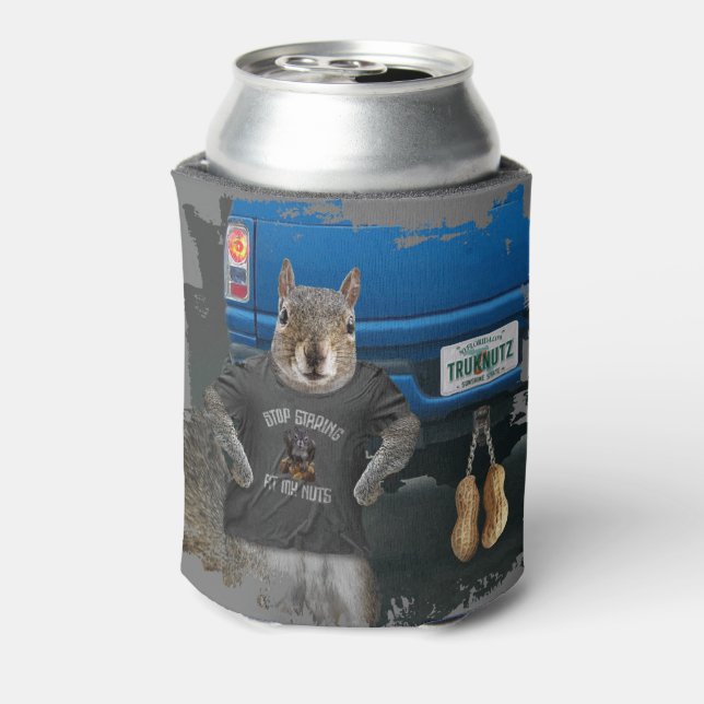 Truk Nutz - funny squirrel truck nuts Can Cooler (Can Back)